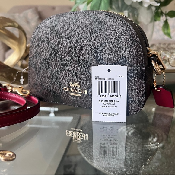 Coach Mini Serena Crossbody In Signature Canvas Bag Red - Picture 15 of 15